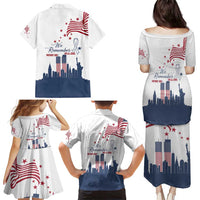 Patriot Day 911 Memorial Family Matching Puletasi and Hawaiian Shirt American Flag and New York City Skyline Design - Wonder Print Shop