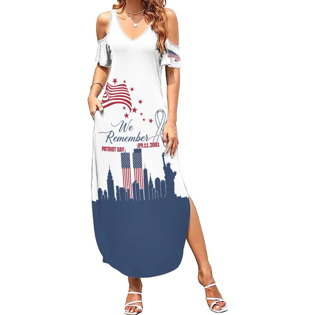Patriot Day 911 Memorial Family Matching Summer Maxi Dress and Hawaiian Shirt American Flag and New York City Skyline Design - Wonder Print Shop