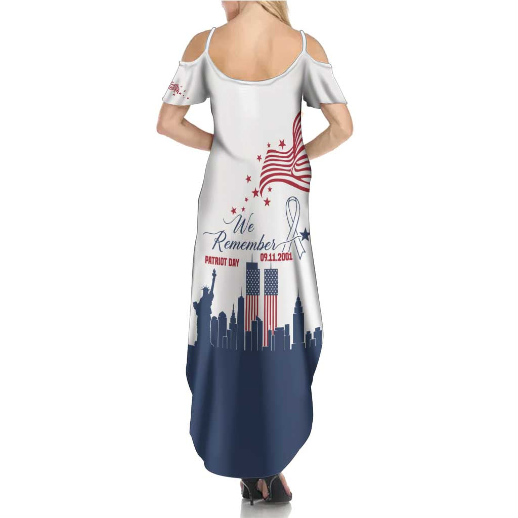 Patriot Day 911 Memorial Family Matching Summer Maxi Dress and Hawaiian Shirt American Flag and New York City Skyline Design - Wonder Print Shop