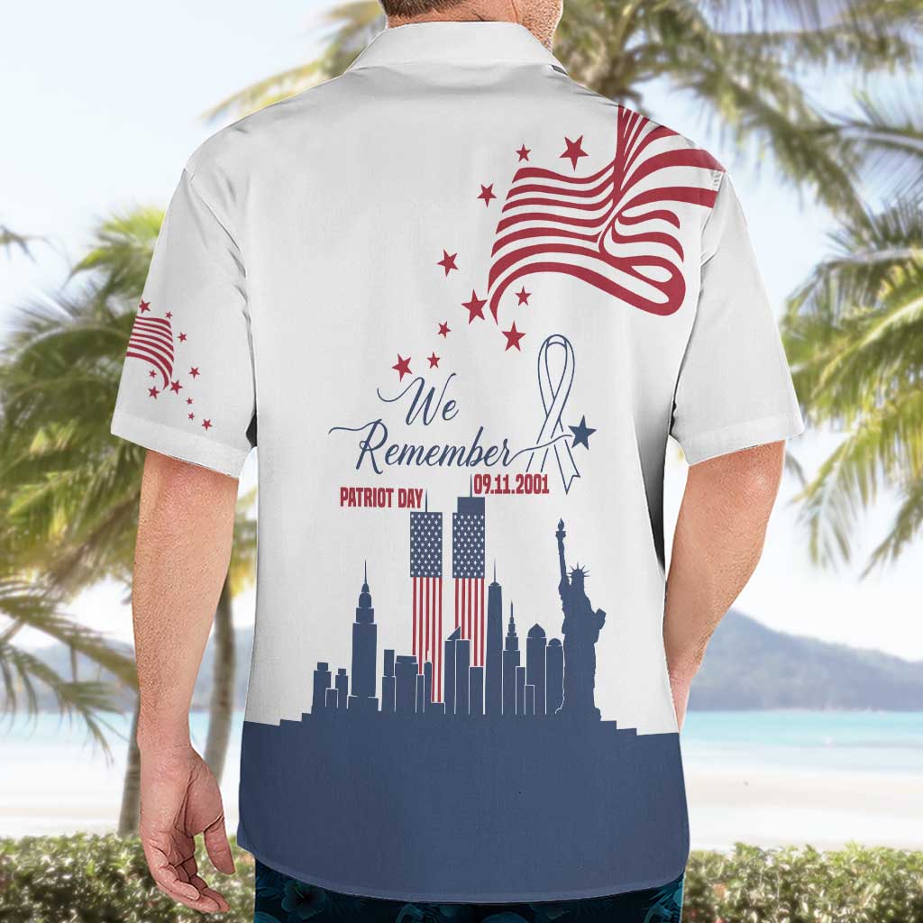 Patriot Day 911 Memorial Hawaiian Shirt American Flag and New York City Skyline Design - Wonder Print Shop
