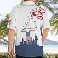 Patriot Day 911 Memorial Hawaiian Shirt American Flag and New York City Skyline Design - Wonder Print Shop