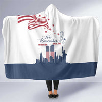 Patriot Day 911 Memorial Hooded Blanket American Flag and New York City Skyline Design - Wonder Print Shop