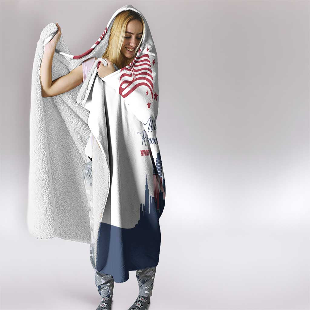 Patriot Day 911 Memorial Hooded Blanket American Flag and New York City Skyline Design - Wonder Print Shop