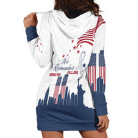 Patriot Day 911 Memorial Hoodie Dress American Flag and New York City Skyline Design - Wonder Print Shop
