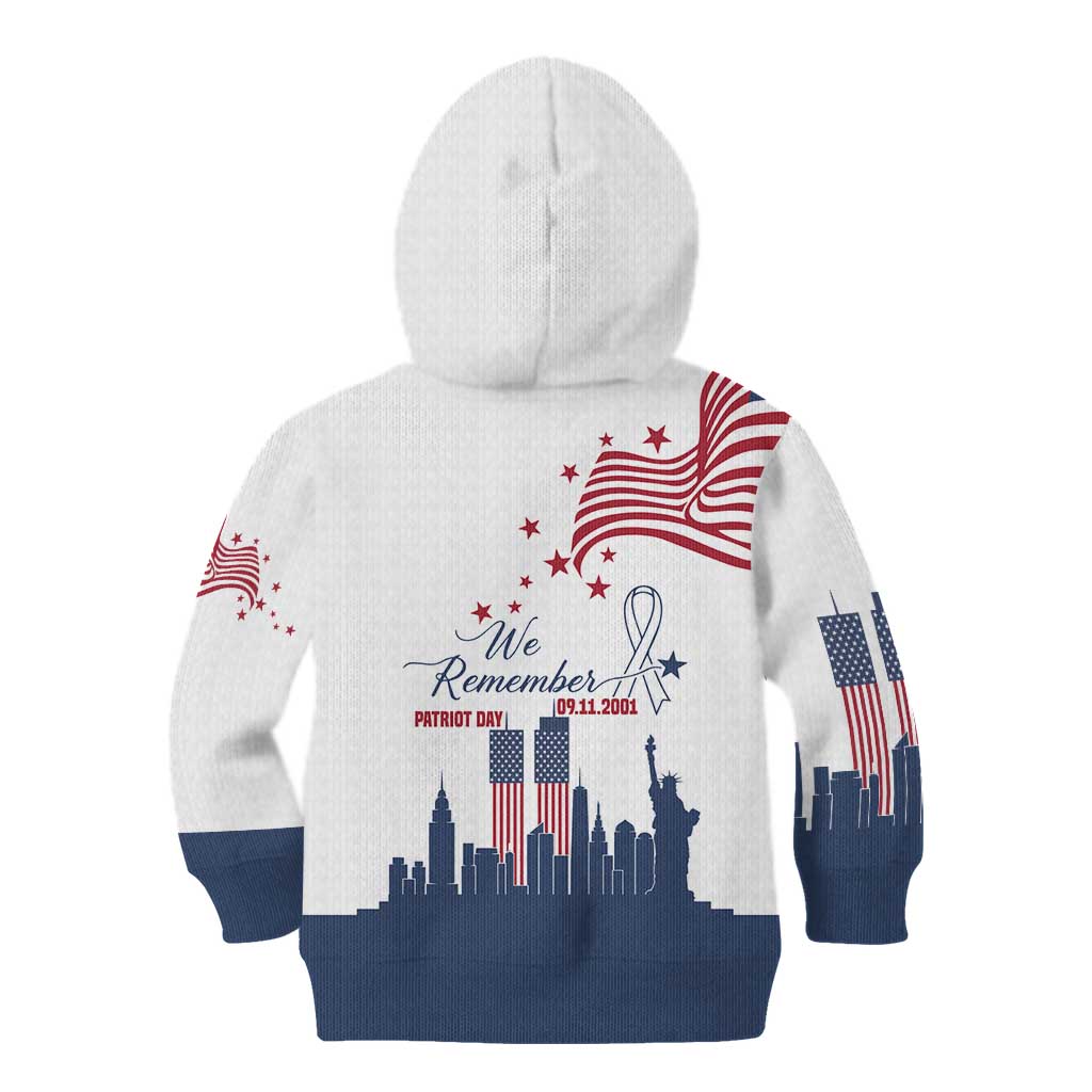 Patriot Day 911 Memorial Kid Hoodie American Flag and New York City Skyline Design - Wonder Print Shop