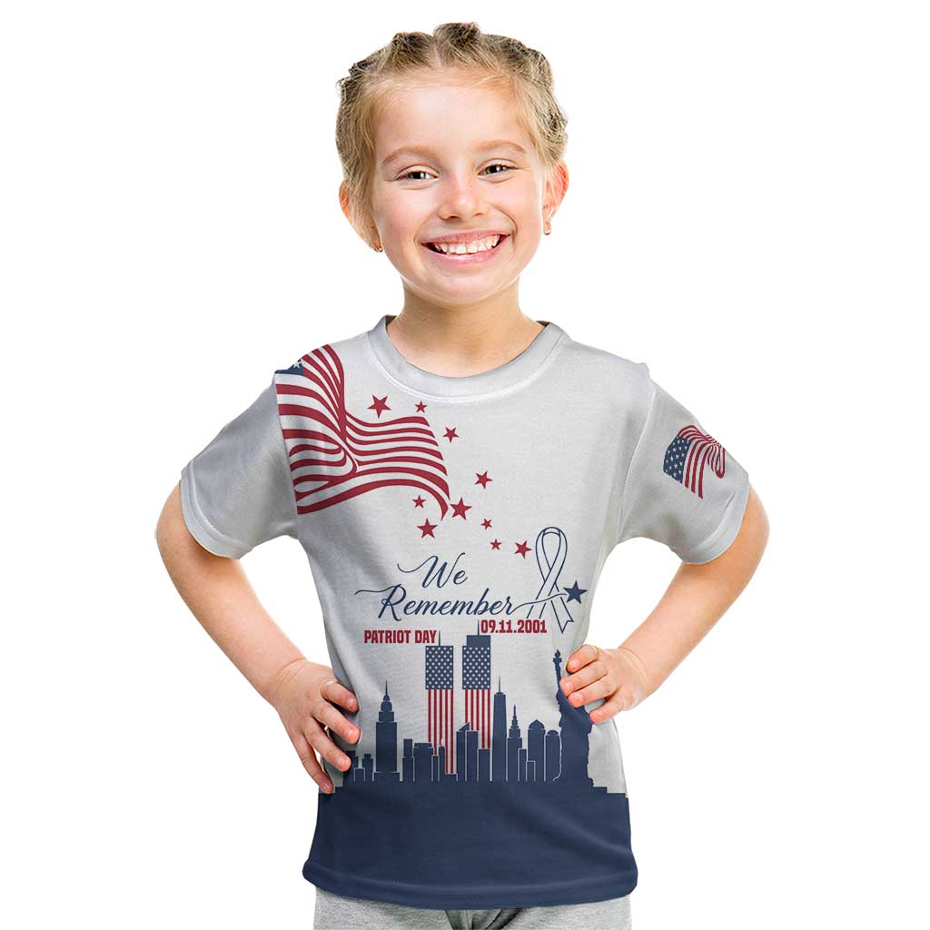 Patriot Day 911 Memorial Kid T Shirt American Flag and New York City Skyline Design - Wonder Print Shop