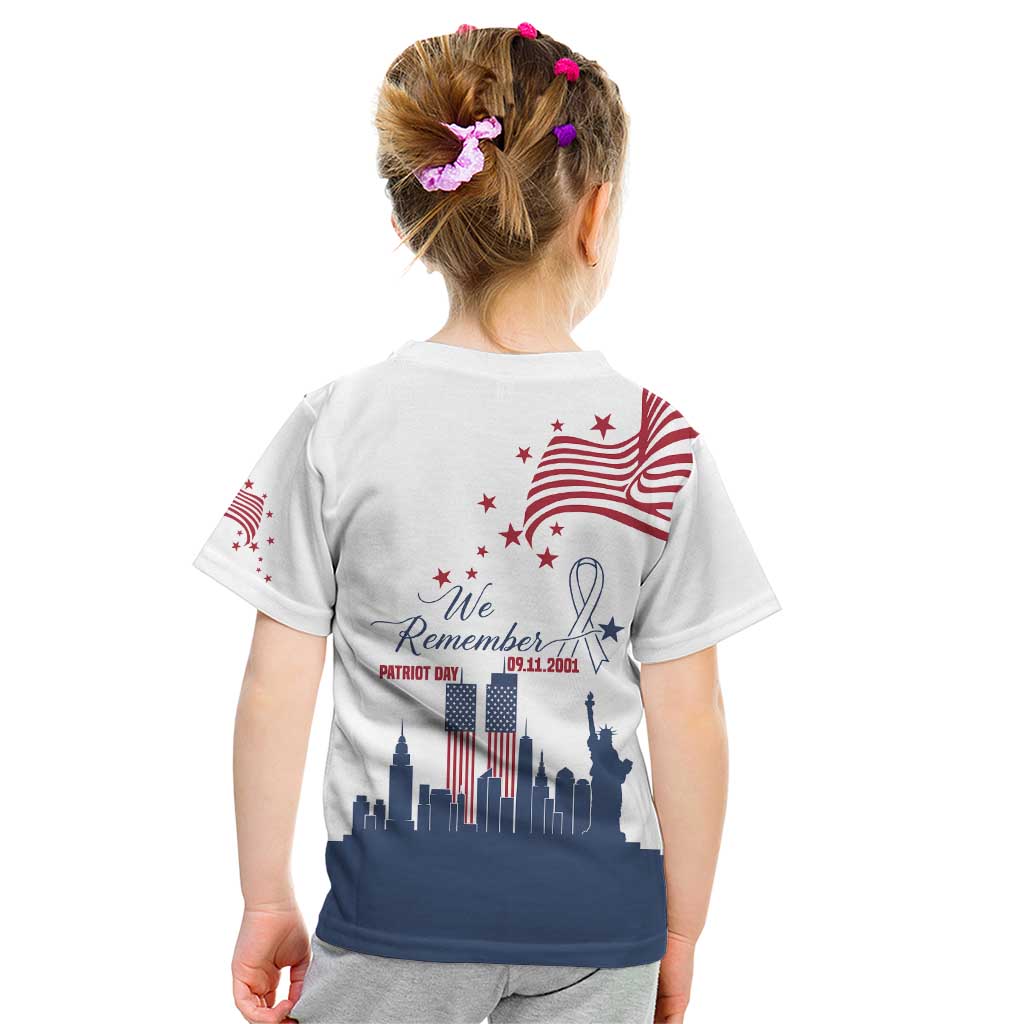 Patriot Day 911 Memorial Kid T Shirt American Flag and New York City Skyline Design - Wonder Print Shop