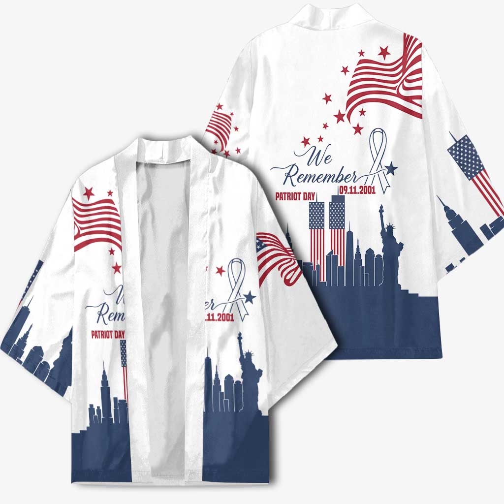 Patriot Day 911 Memorial Kimono American Flag and New York City Skyline Design - Wonder Print Shop