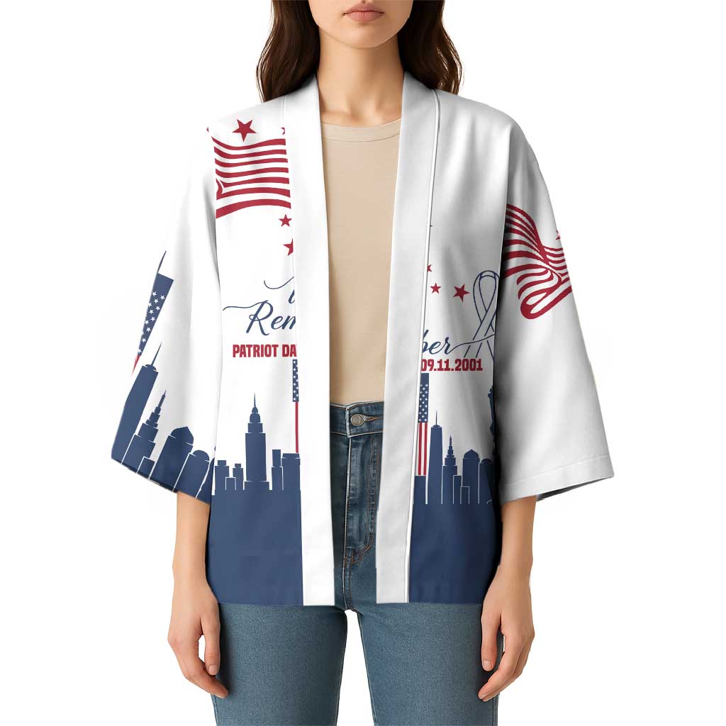 Patriot Day 911 Memorial Kimono American Flag and New York City Skyline Design - Wonder Print Shop