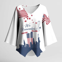 Patriot Day 911 Memorial Kimono Sleeve Blouse American Flag and New York City Skyline Design - Wonder Print Shop