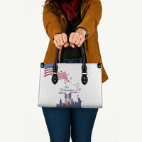 Patriot Day 911 Memorial Leather Bag American Flag and New York City Skyline Design - Wonder Print Shop