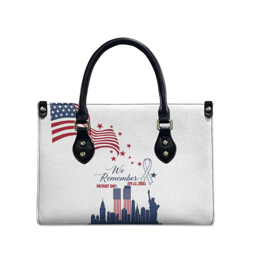 Patriot Day 911 Memorial Leather Bag American Flag and New York City Skyline Design - Wonder Print Shop