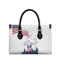 Patriot Day 911 Memorial Leather Bag American Flag and New York City Skyline Design - Wonder Print Shop