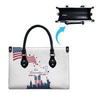 Patriot Day 911 Memorial Leather Bag American Flag and New York City Skyline Design - Wonder Print Shop
