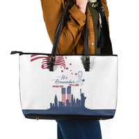 Patriot Day 911 Memorial Leather Tote Bag American Flag and New York City Skyline Design - Wonder Print Shop