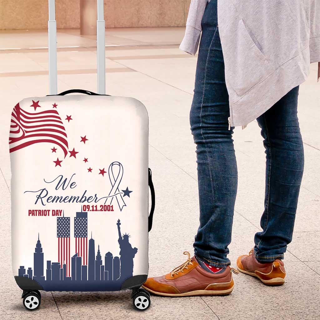 Patriot Day 911 Memorial Luggage Cover American Flag and New York City Skyline Design - Wonder Print Shop