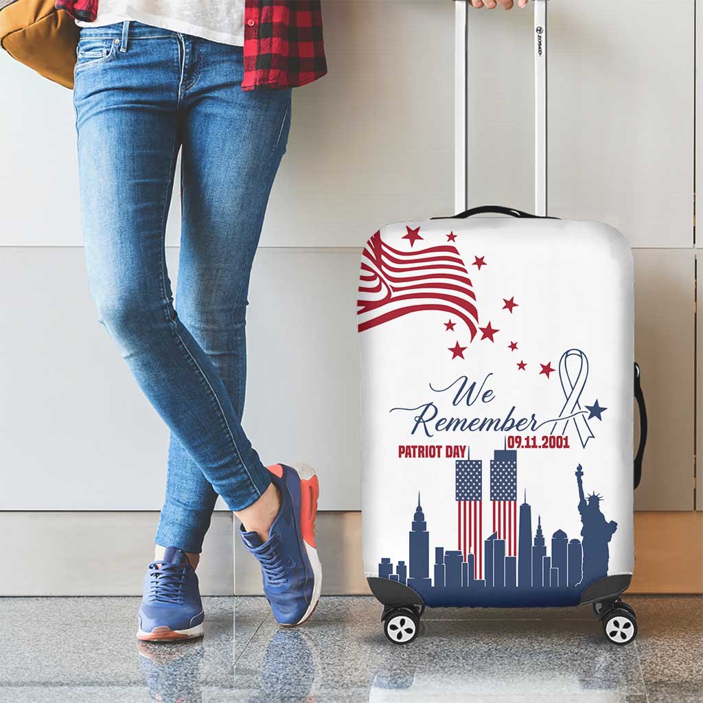 Patriot Day 911 Memorial Luggage Cover American Flag and New York City Skyline Design - Wonder Print Shop