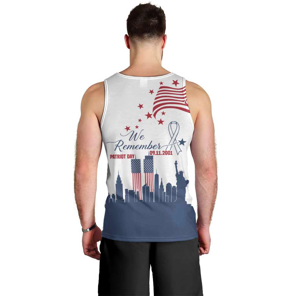 Patriot Day 911 Memorial Men Tank Top American Flag and New York City Skyline Design - Wonder Print Shop