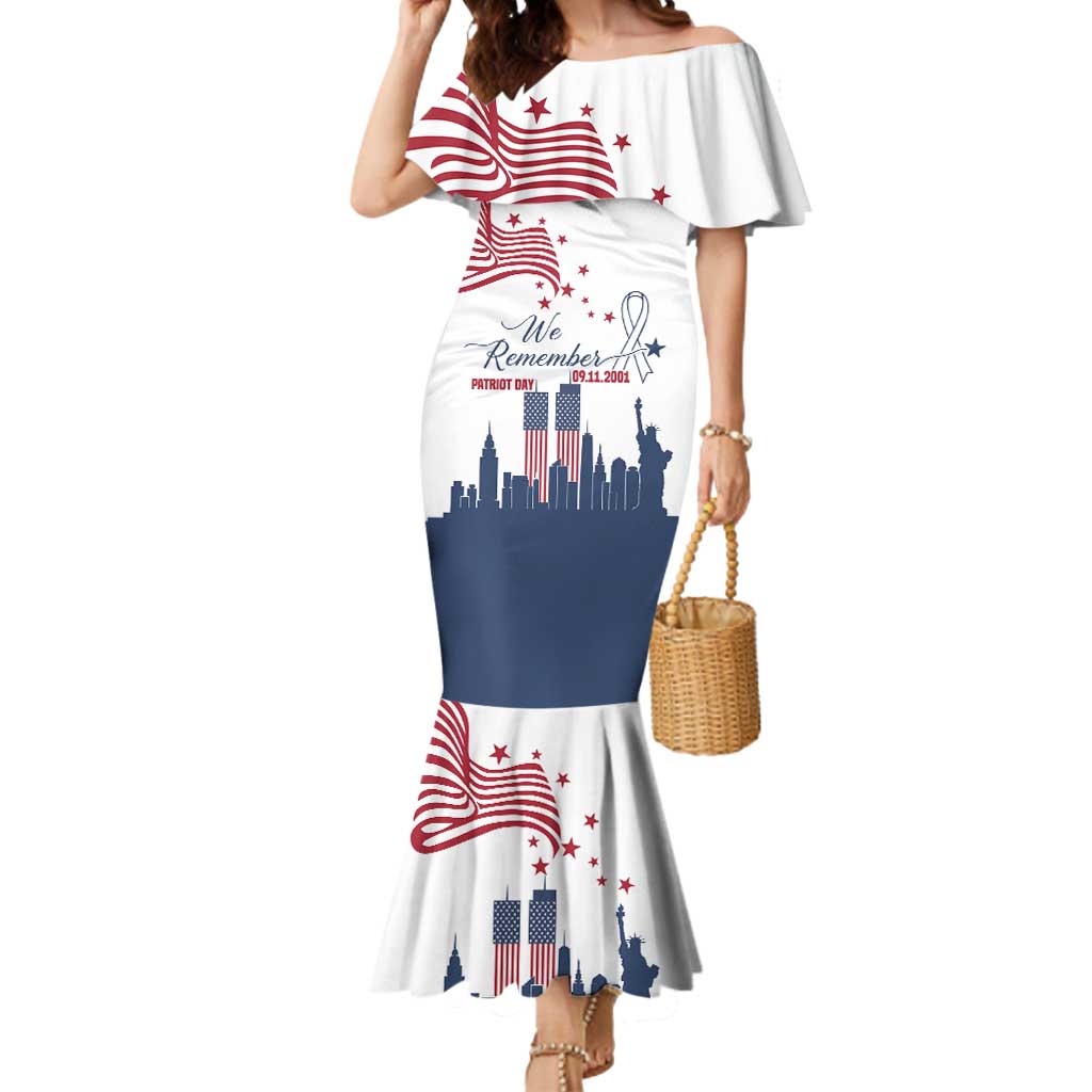 Patriot Day 911 Memorial Mermaid Dress American Flag and New York City Skyline Design - Wonder Print Shop