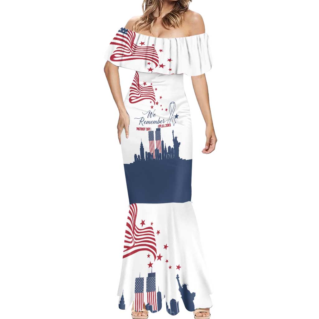 Patriot Day 911 Memorial Mermaid Dress American Flag and New York City Skyline Design - Wonder Print Shop
