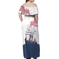 Patriot Day 911 Memorial Off Shoulder Maxi Dress American Flag and New York City Skyline Design - Wonder Print Shop