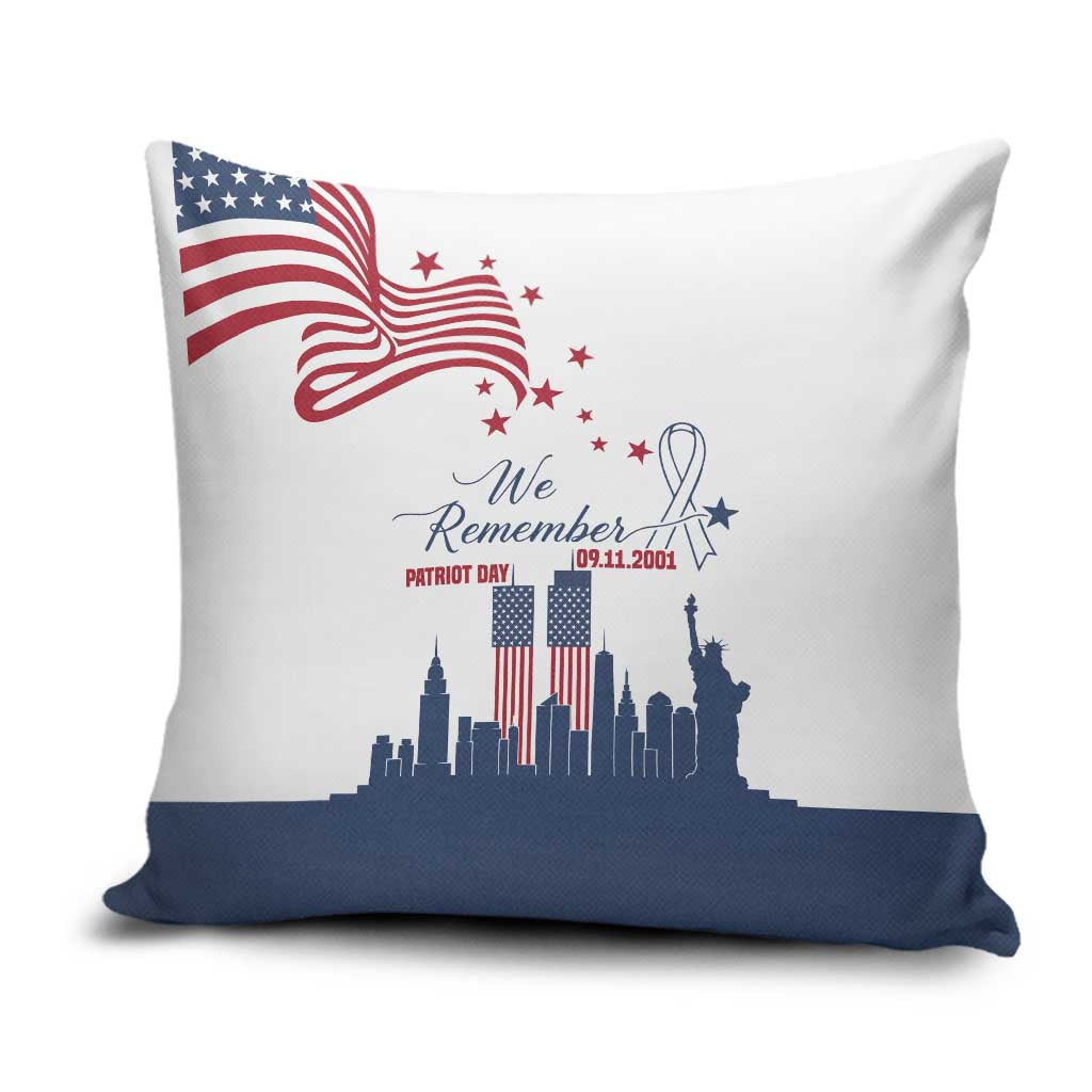 Patriot Day 911 Memorial Pillow Cover American Flag and New York City Skyline Design - Wonder Print Shop