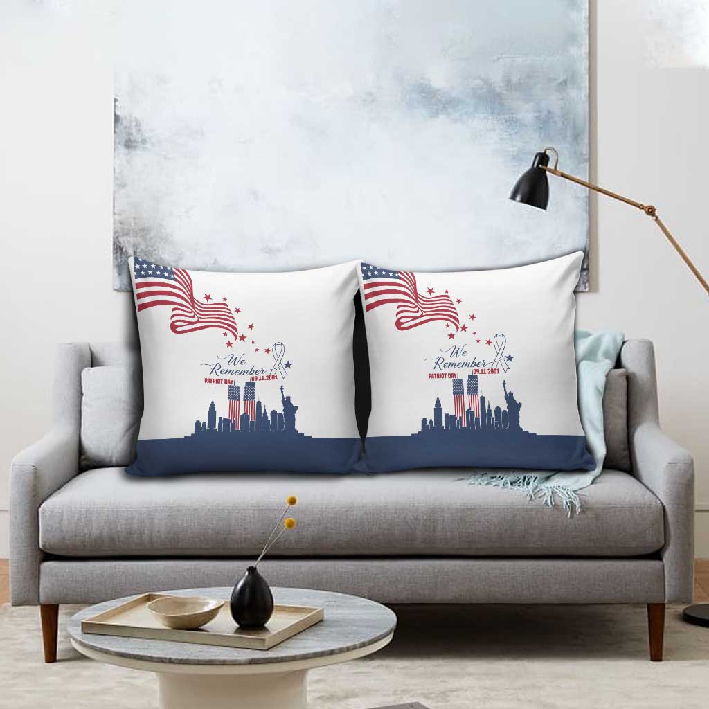 Patriot Day 911 Memorial Pillow Cover American Flag and New York City Skyline Design - Wonder Print Shop