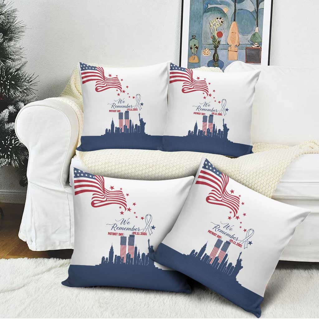 Patriot Day 911 Memorial Pillow Cover American Flag and New York City Skyline Design - Wonder Print Shop