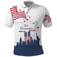 Patriot Day 911 Memorial Polo Shirt American Flag and New York City Skyline Design - Wonder Print Shop