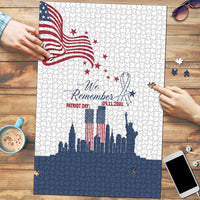 Patriot Day 911 Memorial Puzzle American Flag and New York City Skyline Design - Wonder Print Shop