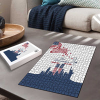 Patriot Day 911 Memorial Puzzle American Flag and New York City Skyline Design - Wonder Print Shop