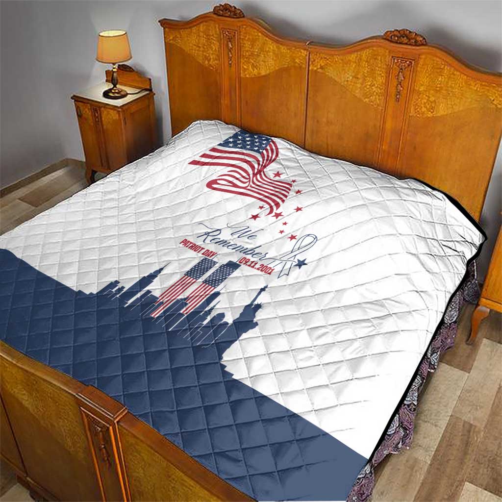 Patriot Day 911 Memorial Quilt American Flag and New York City Skyline Design - Wonder Print Shop