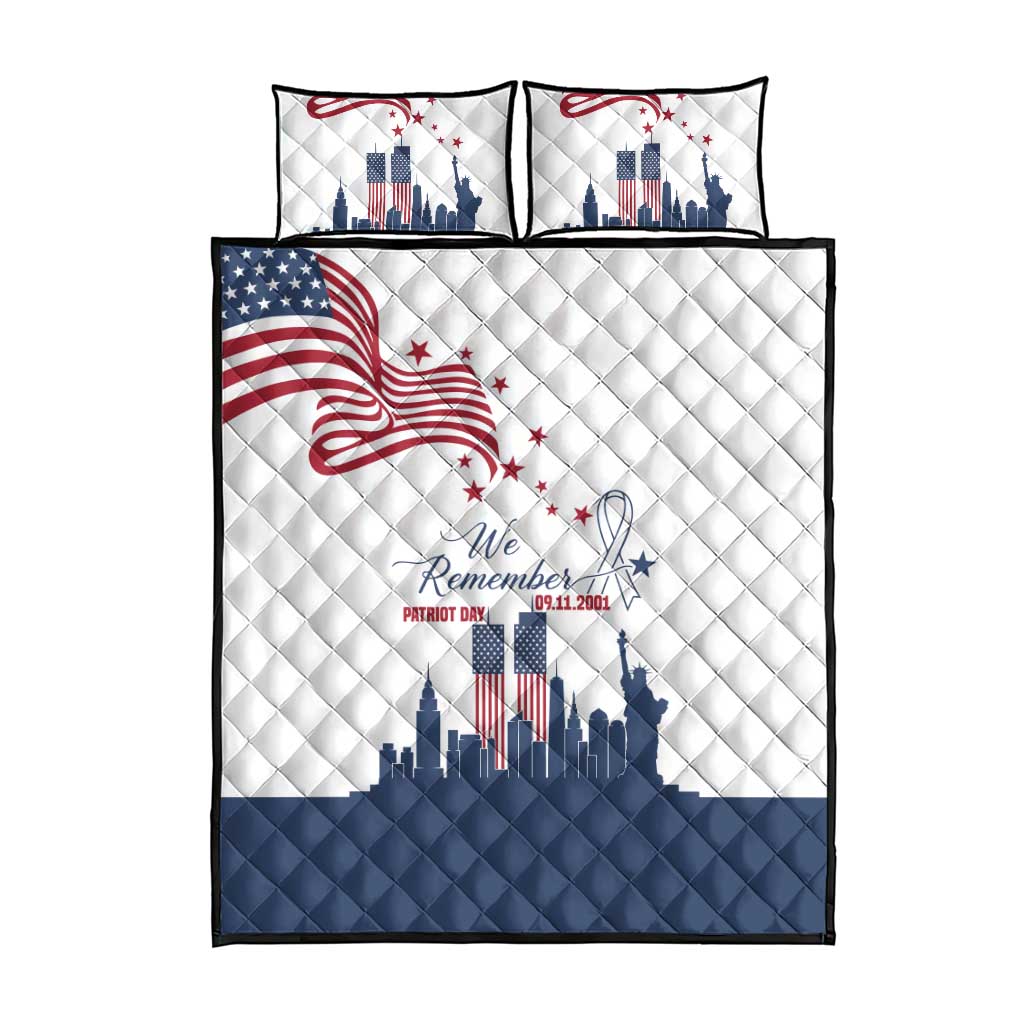 Patriot Day 911 Memorial Quilt Bed Set American Flag and New York City Skyline Design - Wonder Print Shop