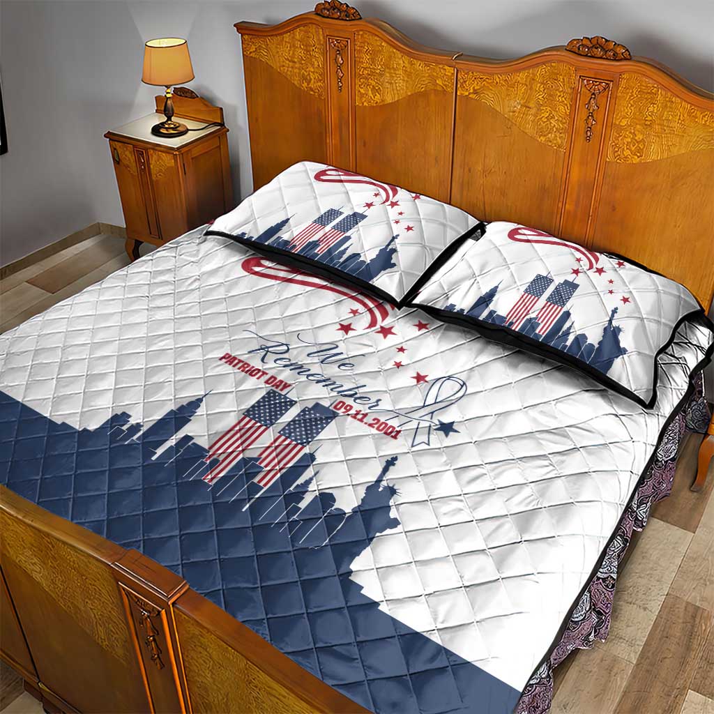 Patriot Day 911 Memorial Quilt Bed Set American Flag and New York City Skyline Design - Wonder Print Shop