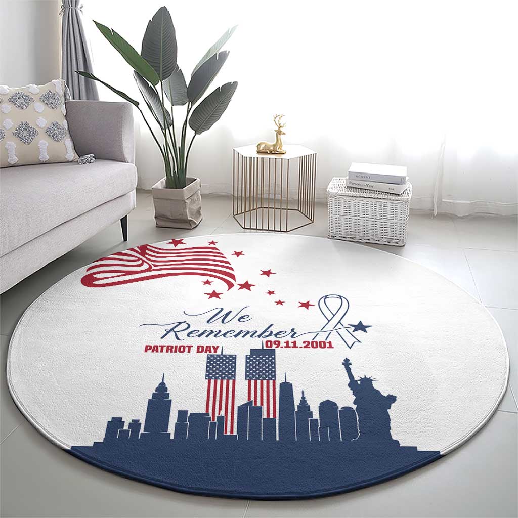 Patriot Day 911 Memorial Round Carpet American Flag and New York City Skyline Design - Wonder Print Shop