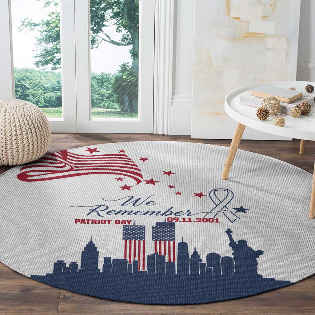 Patriot Day 911 Memorial Round Carpet American Flag and New York City Skyline Design - Wonder Print Shop