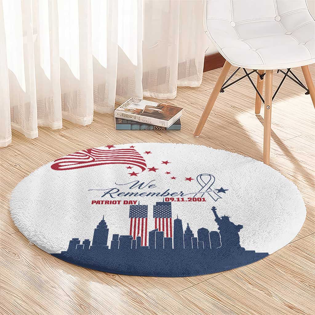 Patriot Day 911 Memorial Round Carpet American Flag and New York City Skyline Design - Wonder Print Shop