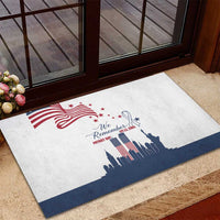 Patriot Day 911 Memorial Rubber Doormat American Flag and New York City Skyline Design - Wonder Print Shop