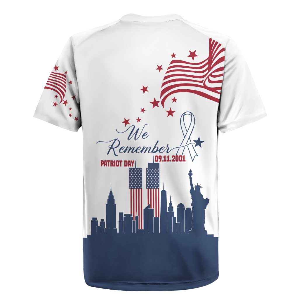Patriot Day 911 Memorial Rugby Jersey American Flag and New York City Skyline Design - Wonder Print Shop