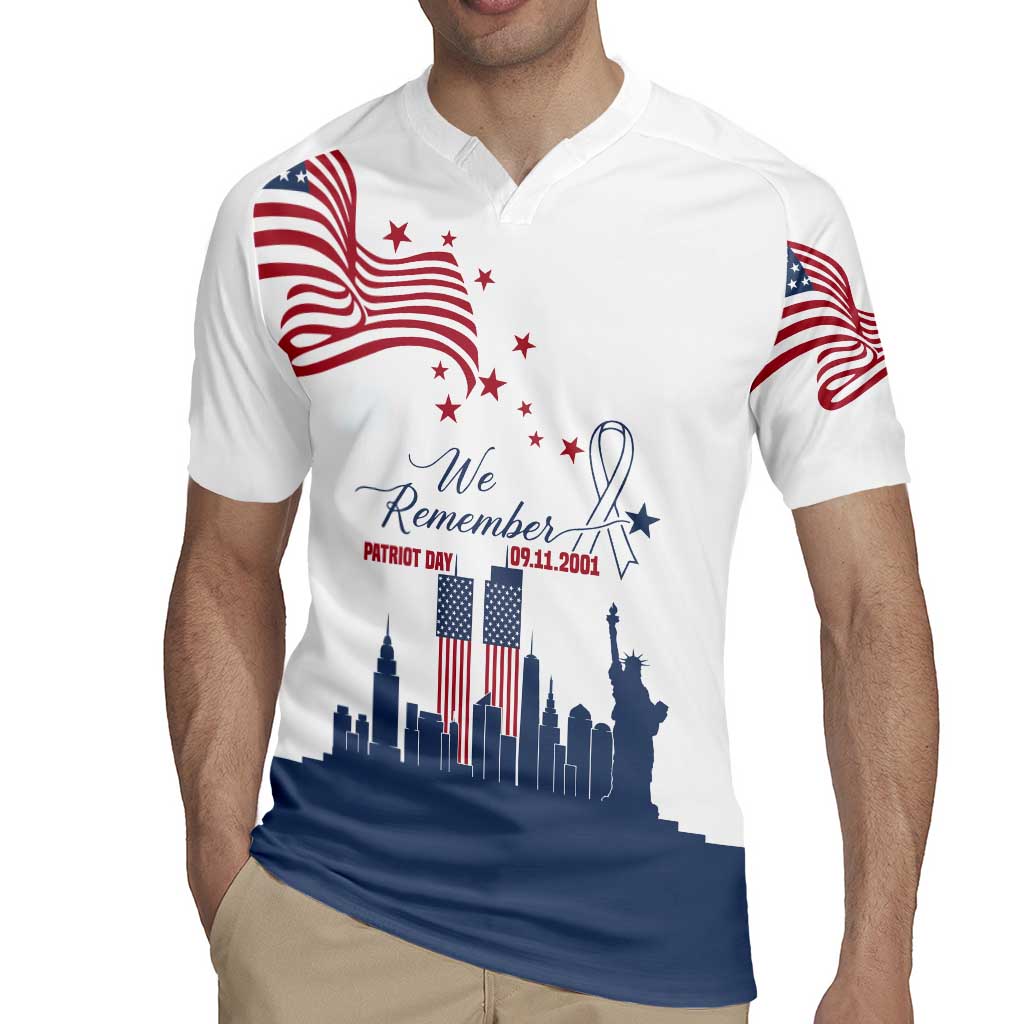 Patriot Day 911 Memorial Rugby Jersey American Flag and New York City Skyline Design - Wonder Print Shop