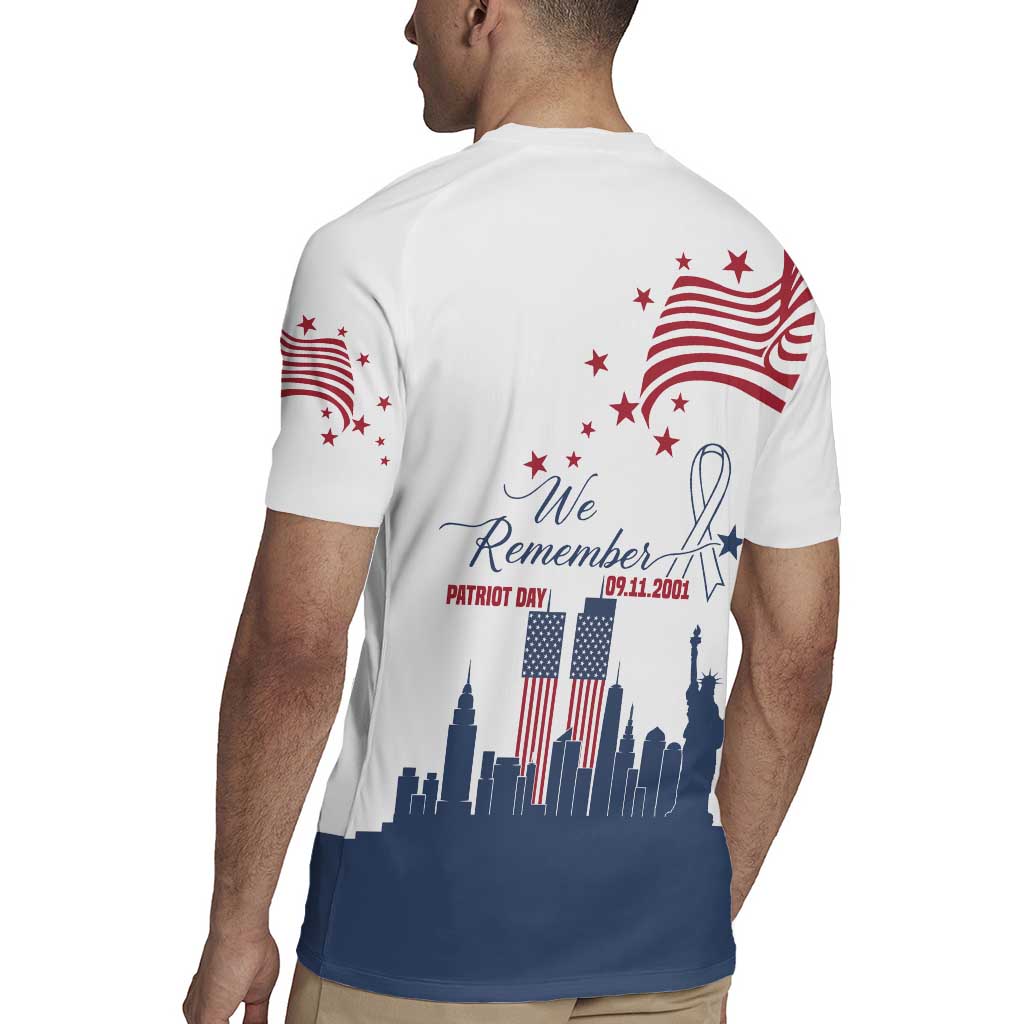 Patriot Day 911 Memorial Rugby Jersey American Flag and New York City Skyline Design - Wonder Print Shop