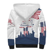 Patriot Day 911 Memorial Sherpa Hoodie American Flag and New York City Skyline Design - Wonder Print Shop