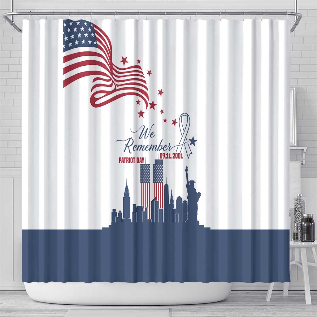 Patriot Day 911 Memorial Shower Curtain American Flag and New York City Skyline Design - Wonder Print Shop
