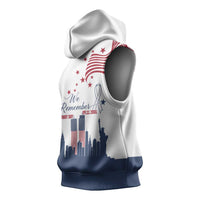 Patriot Day 911 Memorial Sleeveless Hoodie American Flag and New York City Skyline Design - Wonder Print Shop