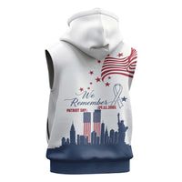 Patriot Day 911 Memorial Sleeveless Zip Hoodie American Flag and New York City Skyline Design - Wonder Print Shop