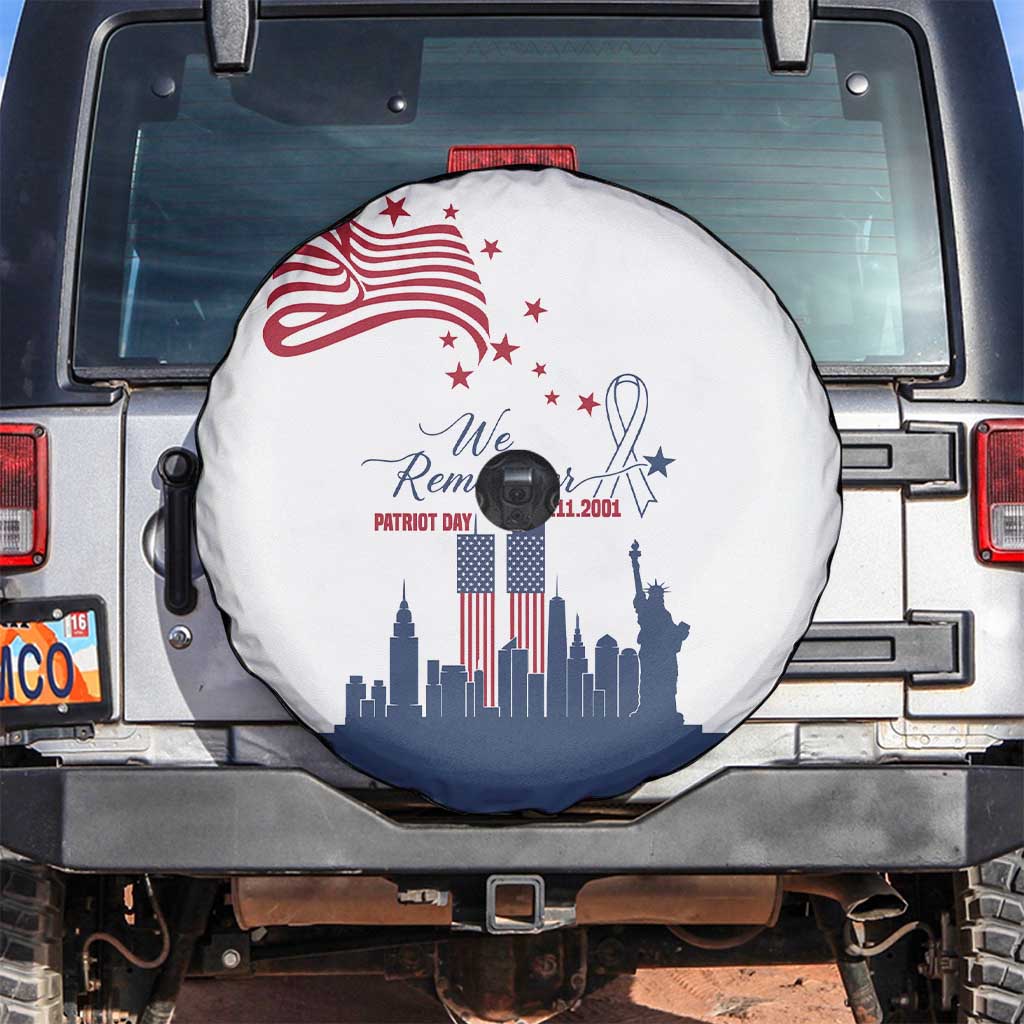 Patriot Day 911 Memorial Spare Tire Cover American Flag and New York City Skyline Design - Wonder Print Shop