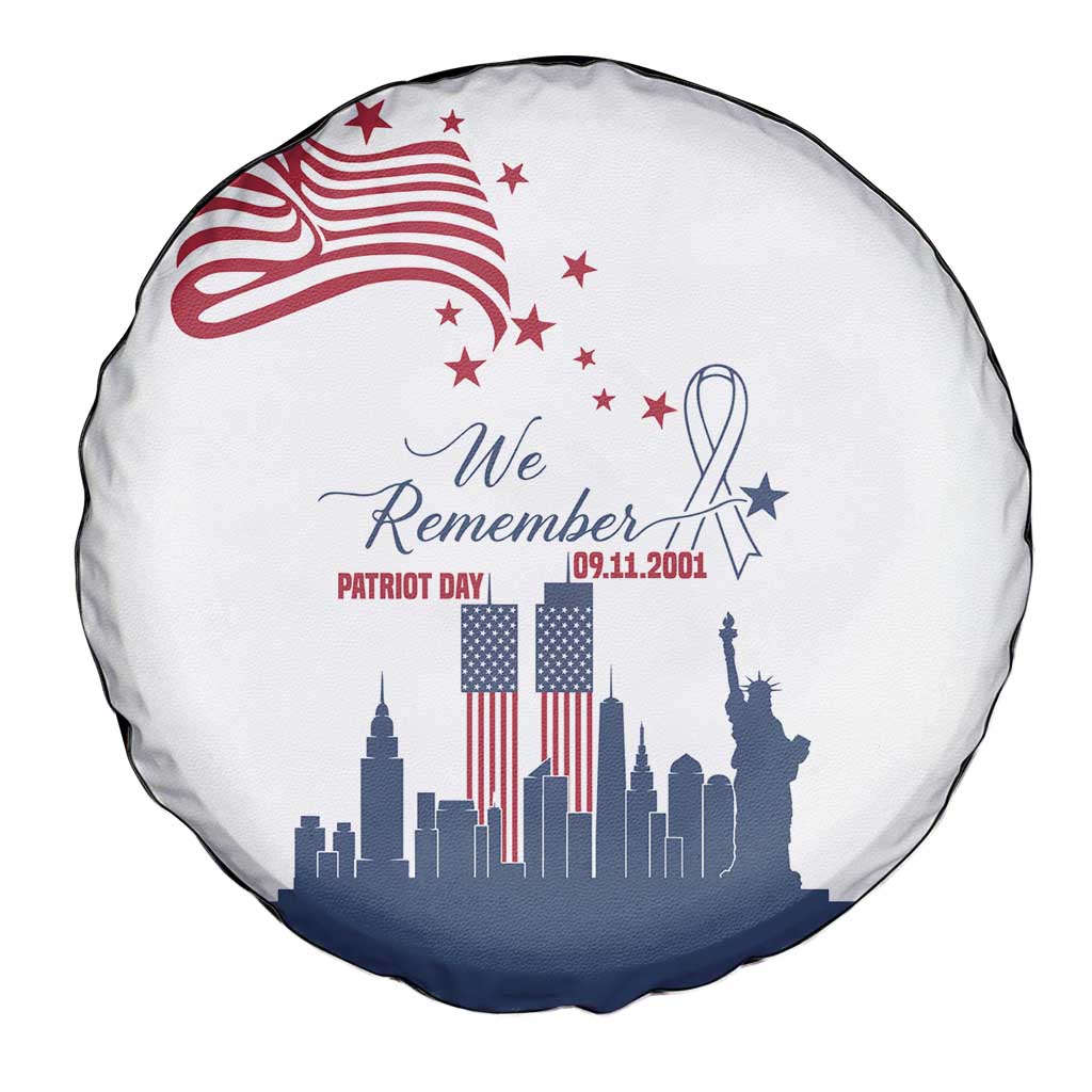 Patriot Day 911 Memorial Spare Tire Cover American Flag and New York City Skyline Design - Wonder Print Shop