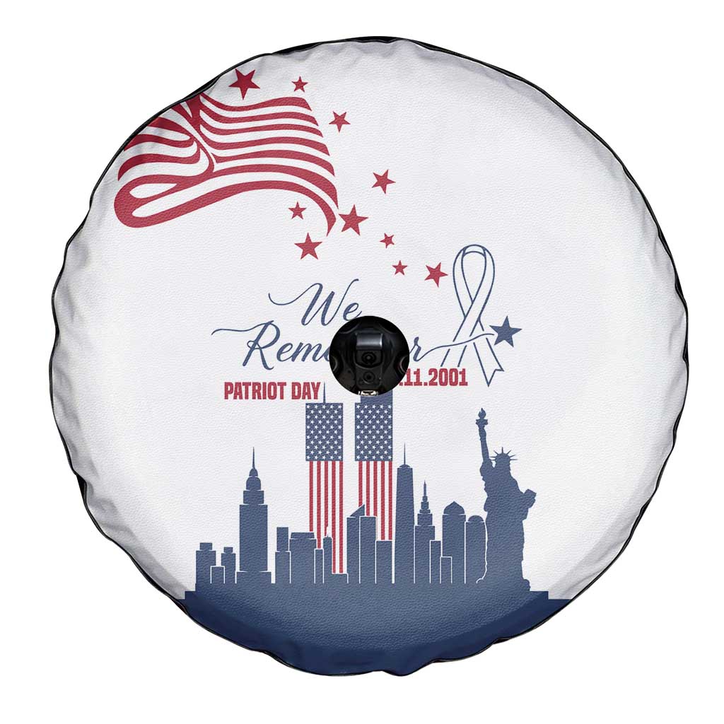 Patriot Day 911 Memorial Spare Tire Cover American Flag and New York City Skyline Design - Wonder Print Shop
