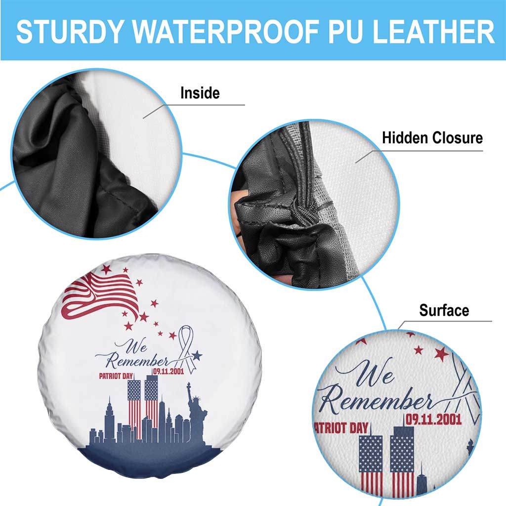 Patriot Day 911 Memorial Spare Tire Cover American Flag and New York City Skyline Design - Wonder Print Shop
