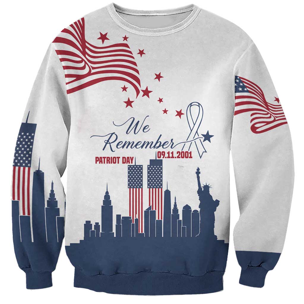 Patriot Day 911 Memorial Sweatshirt American Flag and New York City Skyline Design - Wonder Print Shop